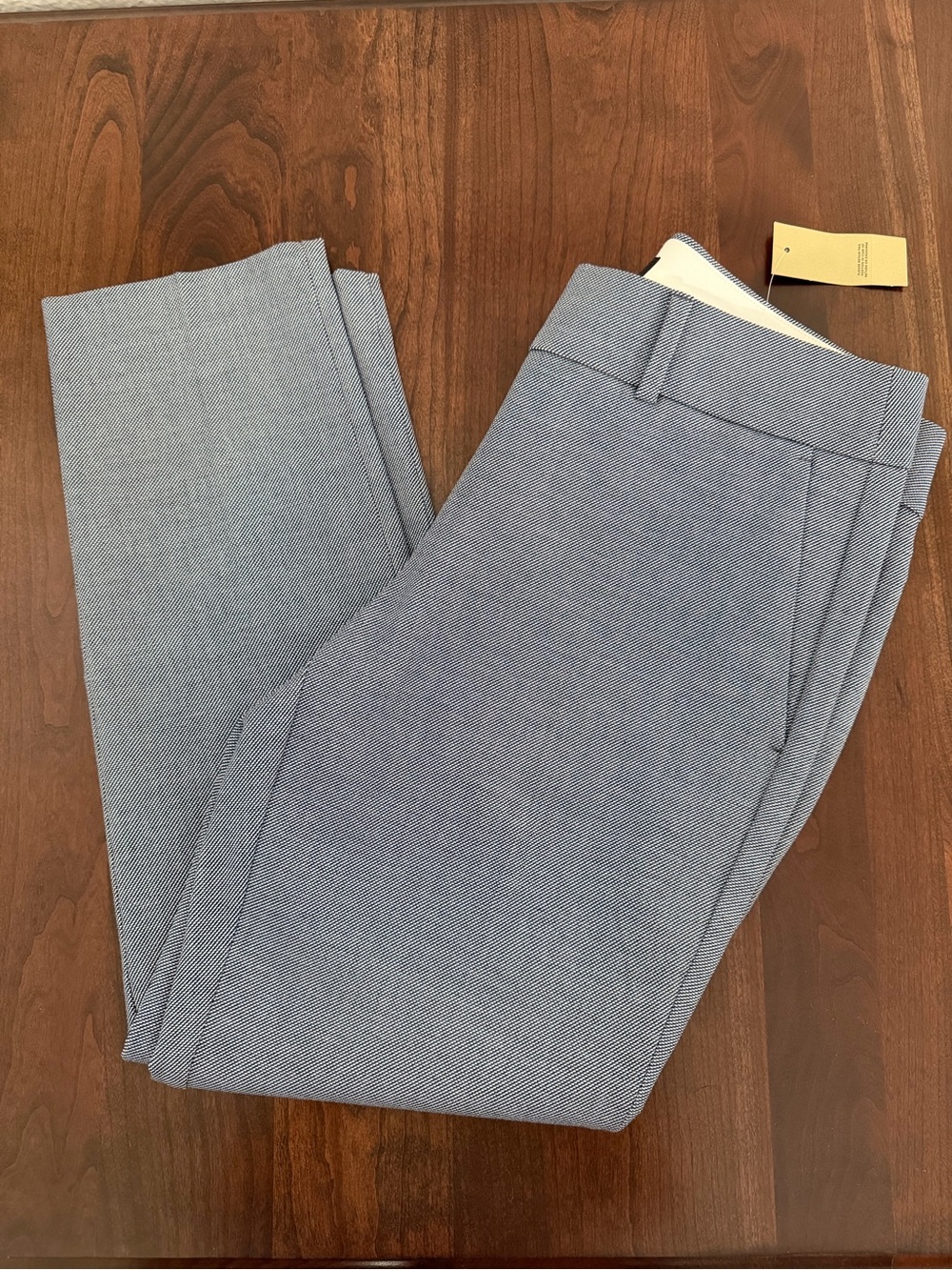 LOFT Petite Navy & White Tiny Check Dress Pants